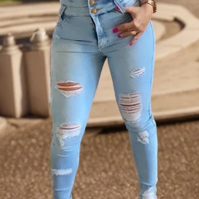 Women's Sexy Lifted Fashionable, Casual High Waisted Elastic Jeans, Comfortable Fit