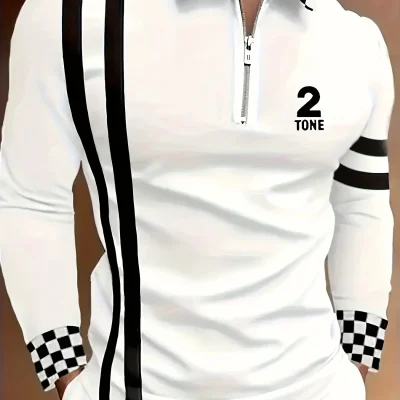Men's collar printed polo shirt