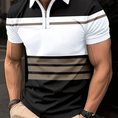 Men's Street Style Short-Sleeved T Shirt, Polyester Slightly Stretchy