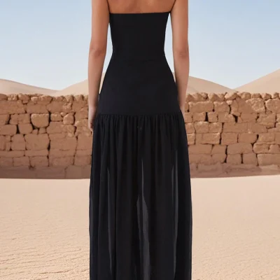 Elegant Off-Shoulder Maxi Tube Dress Side Slit, for Summer Cocktail Party