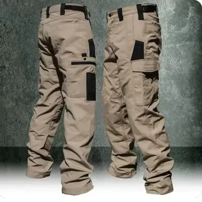 Wear Resistant Men Multi-pocket Straight Cargo Leg Work Pant